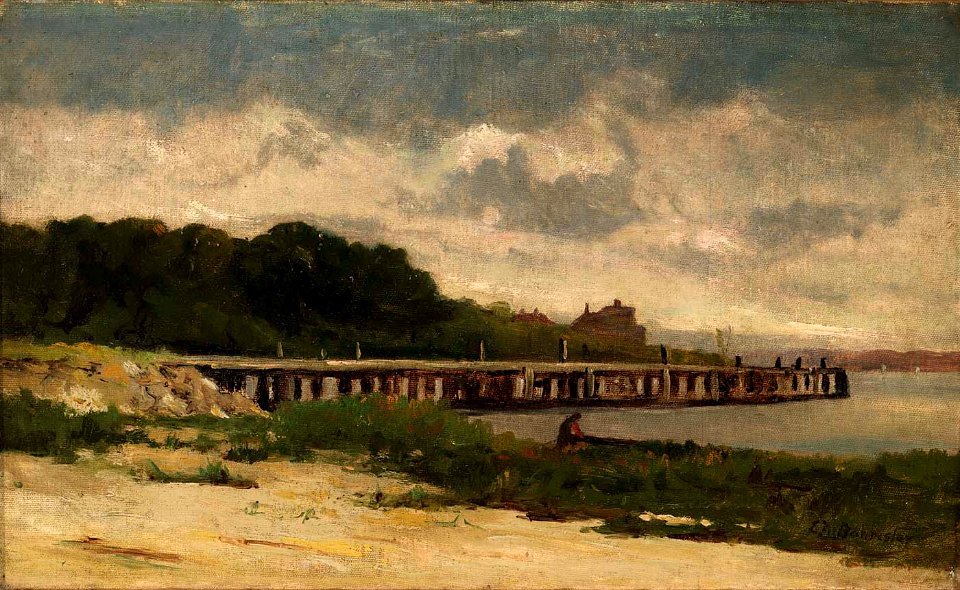 Edward Mitchell Bannister - Untitled (landscape with pier) - 1983.95.73 - Smithsonian American Art Museum