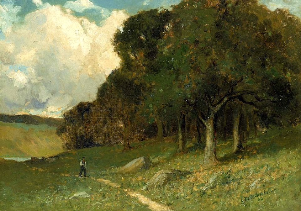 Edward Mitchell Bannister - Untitled (man on path with trees in background) - 1983.95.86 - Smithsonian American Art Museum