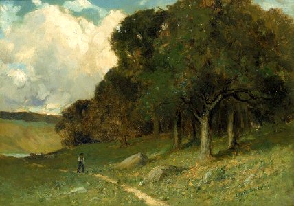 Edward Mitchell Bannister - Untitled (man on path with trees in background) - 1983.95.86 - Smithsonian American Art Museum