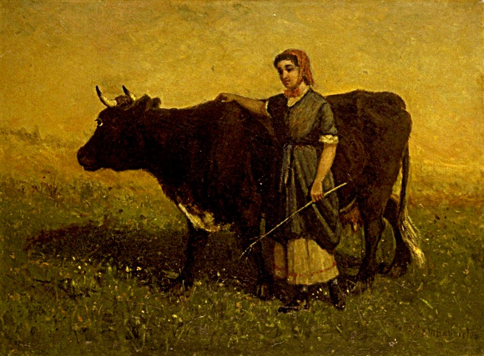 Edward Mitchell Bannister - Untitled (woman walking with cow) - 1983.95.137 - Smithsonian American Art Museum
