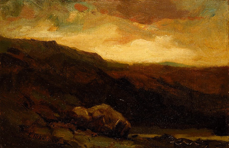 Edward Mitchell Bannister - Untitled (mountainous landscape with rock and stream in foreground) - 1983.95.131 - Smithsonian American Art Museum