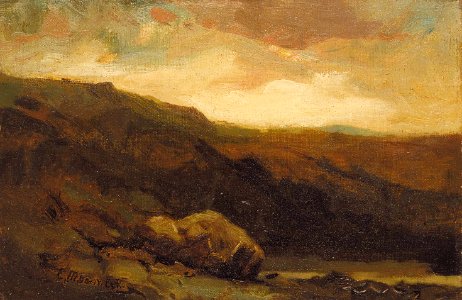 Edward Mitchell Bannister - Untitled (mountainous landscape with rock and stream in foreground) - 1983.95.131 - Smithsonian American Art Museum