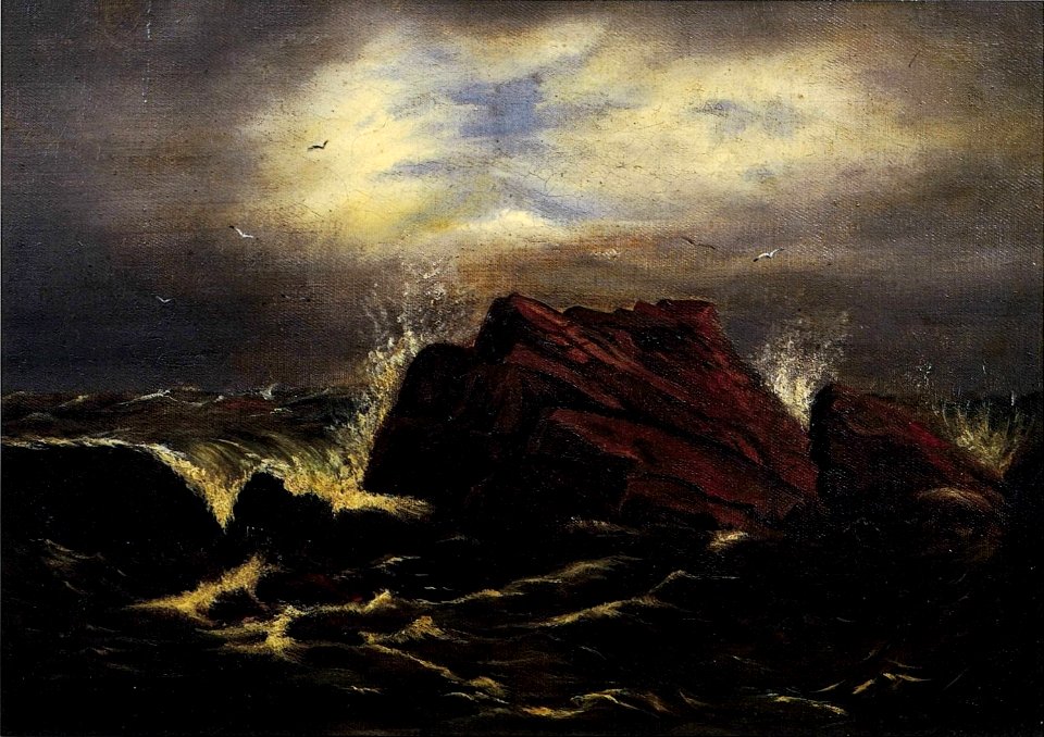 Untitled (Bass Rock) by Edward Mitchell Bannister, oil on canvas