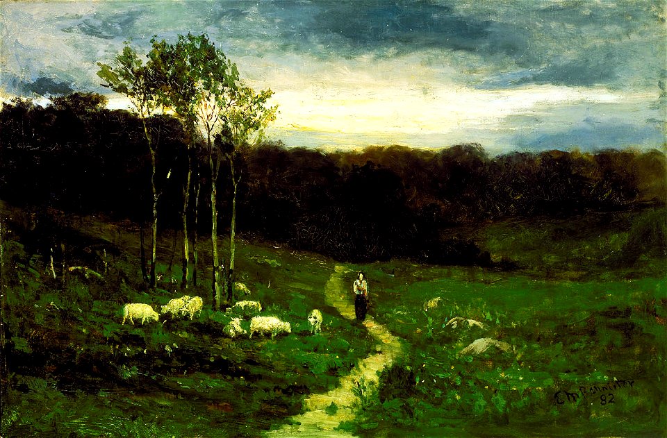 Edward Mitchell Bannister - Woman Walking down Path - 1983.95.156 - Smithsonian American Art Museum