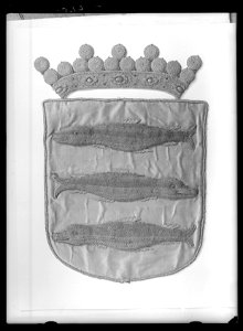 Banérfragment av begravningsbanér, Ångermanland, fört vid Karl X Gustavs begravningståg, 1660-11-04 - Livrustkammaren - 43766