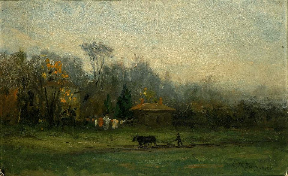 Edward Mitchell Bannister - Untitled (landscape with man plowing fields) - 1983.95.120 - Smithsonian American Art Museum