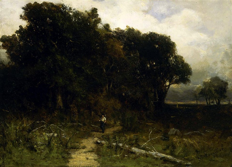 Edward Mitchell Bannister - Untitled (landscape, woodcutter on path) - 1983.95.94 - Smithsonian American Art Museum