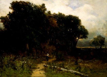 Edward Mitchell Bannister - Untitled (landscape, woodcutter on path) - 1983.95.94 - Smithsonian American Art Museum