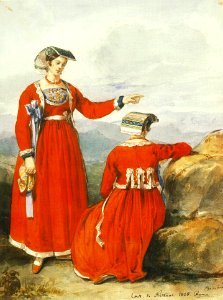 Barabas, Miklos - Women at Nettuno (1835). Free illustration for personal and commercial use.