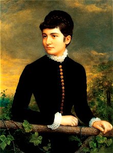 Barabás Lady in a Blue Velvet Dress with Golden Buttons 1886
