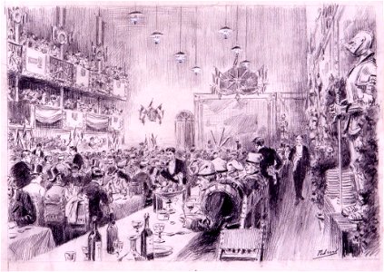 Banquete popular, 15.11.1905, RABASF, painting by Mariano Pedrero