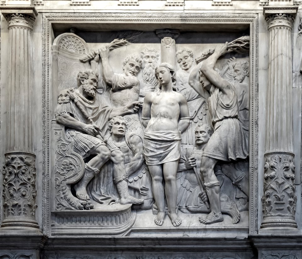 Barcelona Cathedral Interior - The flogging of St. Eulalia of Barcelona by Claude Perret 1619-1621