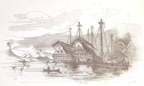 Barcos de Colón en la Isla de Jamaica