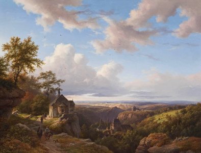 Barend Cornelis Koekkoek - Eifellandschap met kerkje