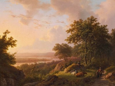 Barend Cornelis Koekkoek - Landschap bij avond
