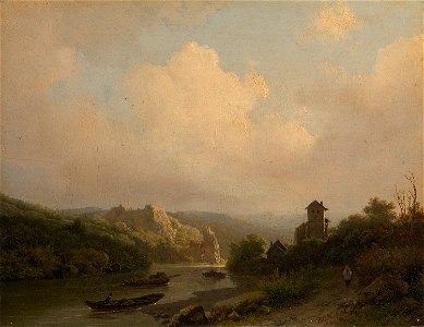 Barend Cornelis Koekkoek - Een rivier in bergachtig landschap - SA 2385 - Amsterdam Museum