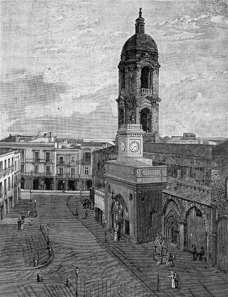 Barletta – Campanile della chiesa di San Sepolcro (xilografia)