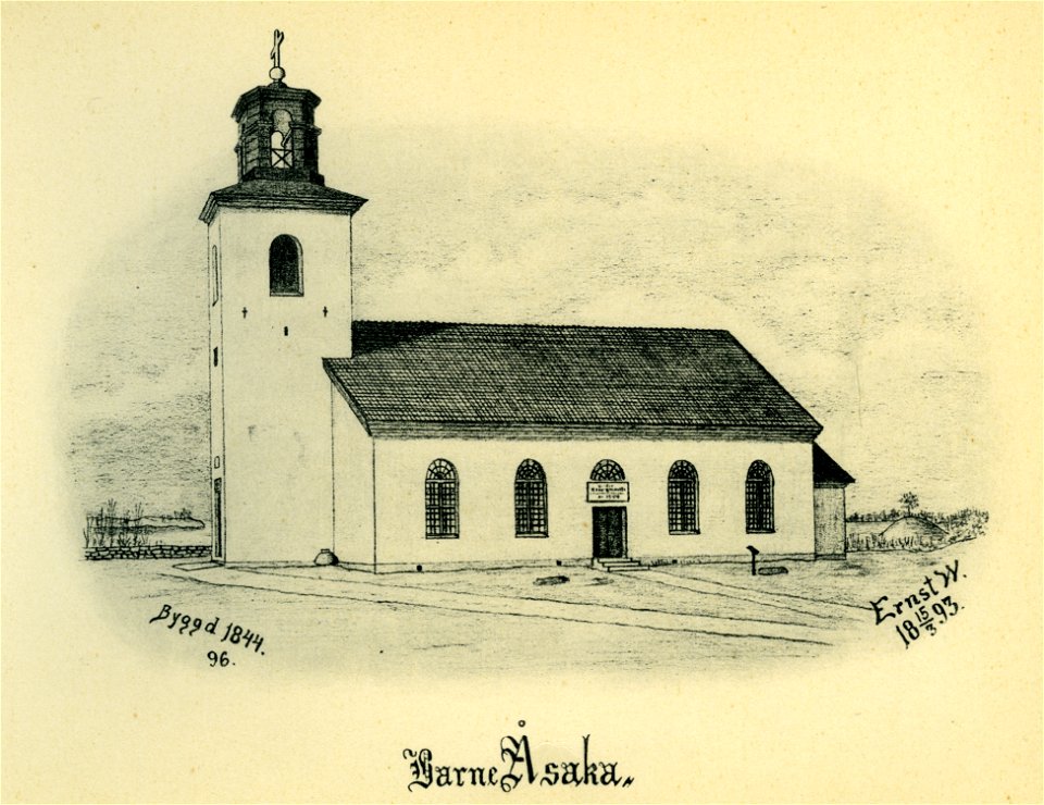 Barne-Åsaka kyrka 1893 (Ernst Wennerblad 1902)