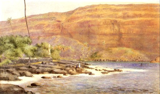 Robert C. Barnfield (English) - 'Captain Cook's Monument', watercolor, c. 1887, Honolulu Academy of Arts