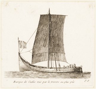 Barque de cadix vue par le travers au plus près, objectnr A 14146