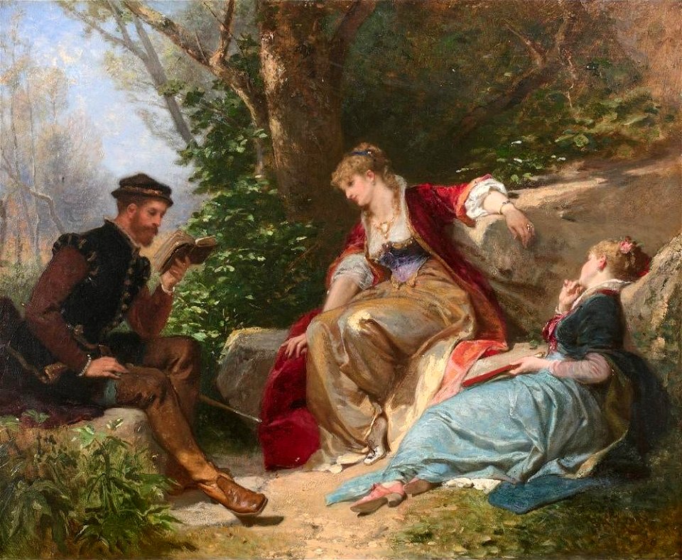 Reading in the Undergrowth by Henri Charles Antoine Baron, 1879