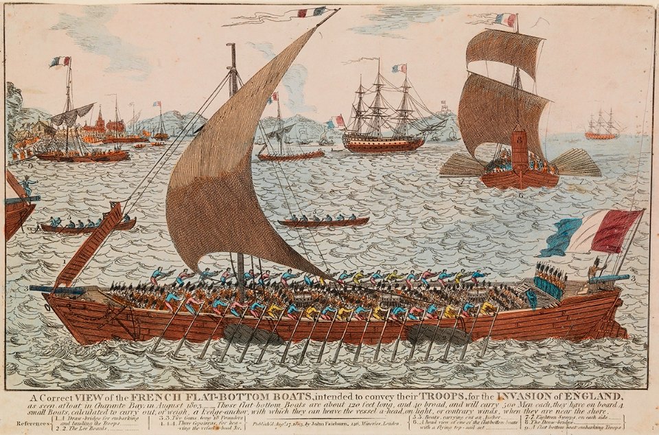 Barque à fond plat pour le projet de débarquement en Angleterre en 1803