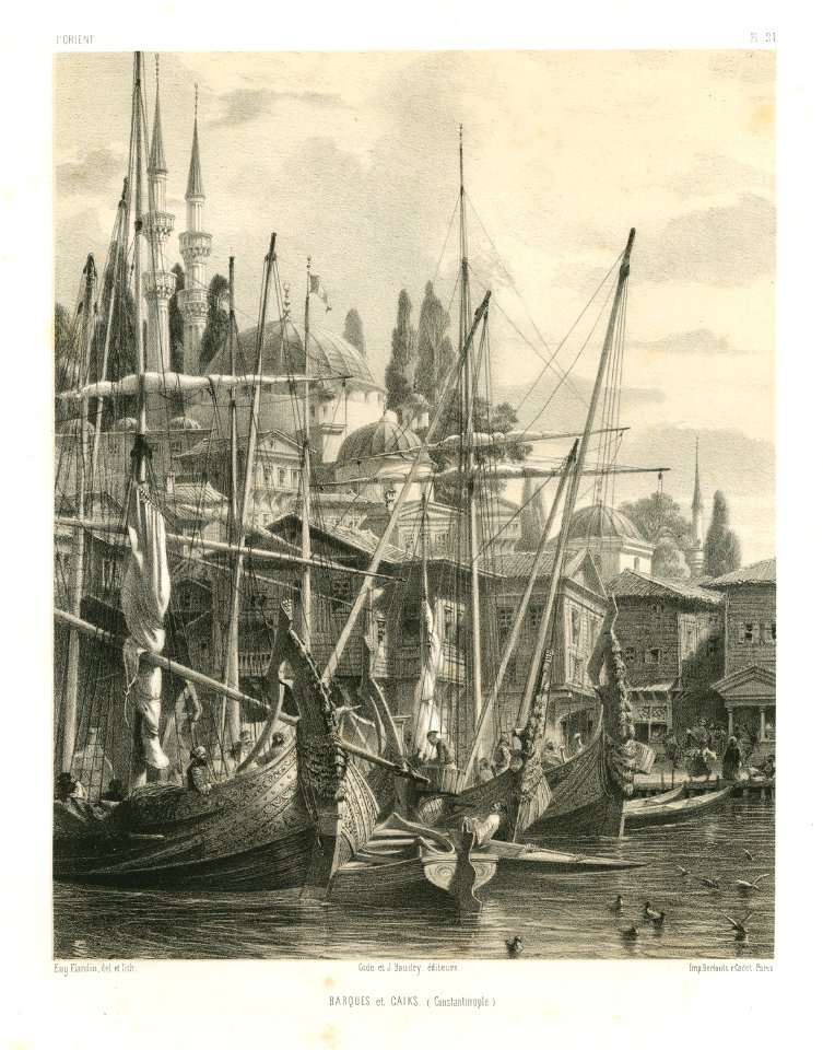 Barques et Caiks (Constantinople) - Flandin Eugène - 1853