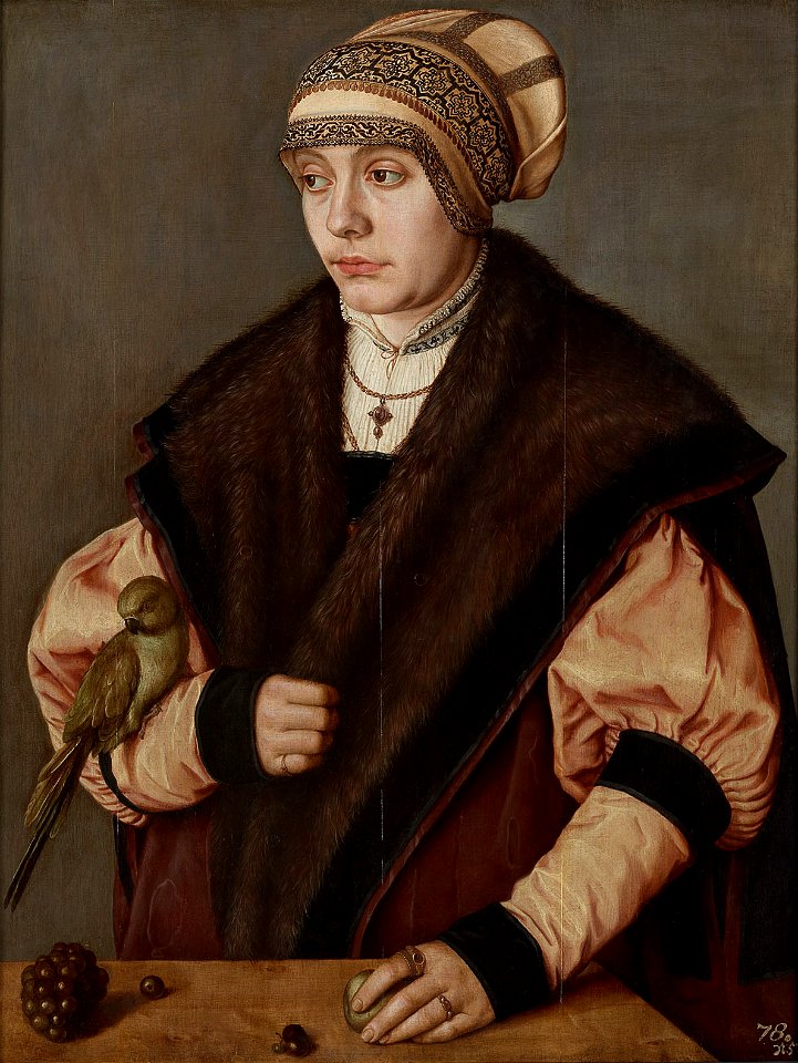 Barthel Beham, , Kunsthistorisches Museum Wien, Gemäldegalerie - Bildnis einer Frau mit Papagei - GG 3483 - Kunsthistorisches Museum