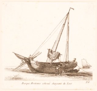 Barque Bretonne echouée chargeant du lest, objectnr A 14148