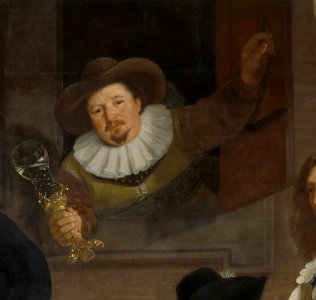 Bartholomeus van der Helst - Man leaning out of the window 1639 (cropped)