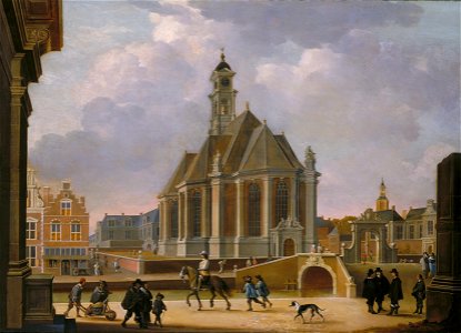 Bartholomeus van Bassen, De Nieuwe Kerk aan het Spui gezien vanuit het oosten. Free illustration for personal and commercial use.