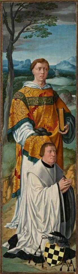 Bartholomäus Bruyn d. Ä. - Beweinungsaltar, Hl. Stephanus mit dem Stifter Stephan Vell von Wevelinghoven - WAF 117 - Bavarian State Painting Collections