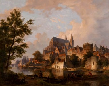 Bartholomeus Johannes van Hove - Capriccio stadsgezicht, elementen Deventer