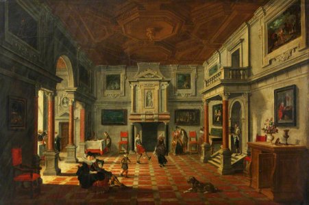 Bartholomeus van Bassen (c.1590-1652) - A Banqueting Hall with Figures - 355491 - National Trust