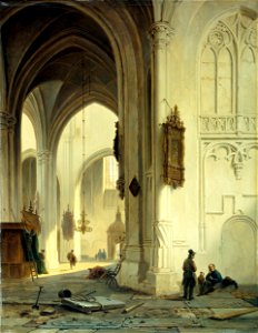 Bartholomeus Johannes van Hove, Kerkinterieur. Free illustration for personal and commercial use.