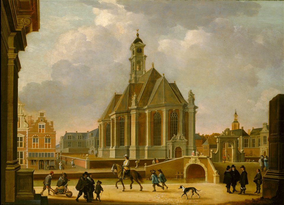 Bartholomeus van Bassen, De Nieuwe Kerk aan het Spui gezien vanuit het oosten, 1650