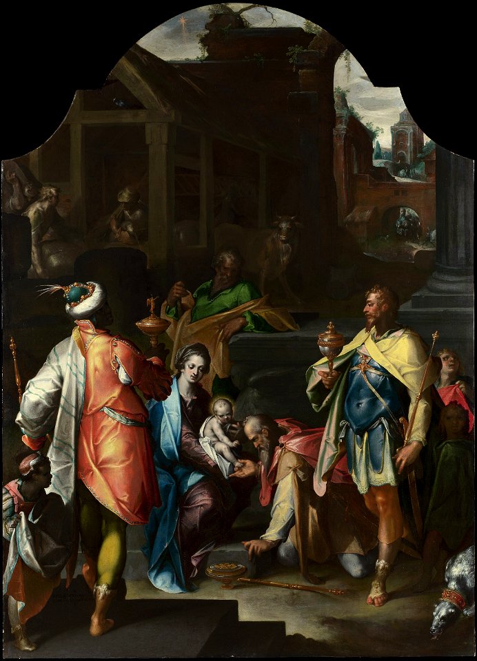 Bartholomaeus Spranger - The Adoration of the Kings - Google Art Project. Free illustration for personal and commercial use.