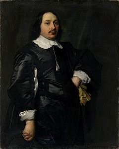 Bartholomeus van der Helst - Portrait of a Man in Black (holding gloves) 8475