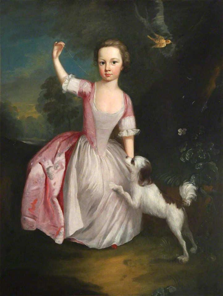 Bartholomew Dandridge (1691-c.1754) (circle of) - Portrait of an Unknown Young Girl in Pink with a Dog - 1548016 - National Trust