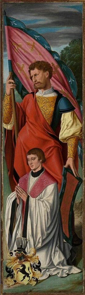 Bartholomäus Bruyn d. Ä. - Beweinungsaltar, Ein Heiliger mit dem Stifter Bernhard (^) von Huchtenbroich - WAF 116 - Bavarian State Painting Collections