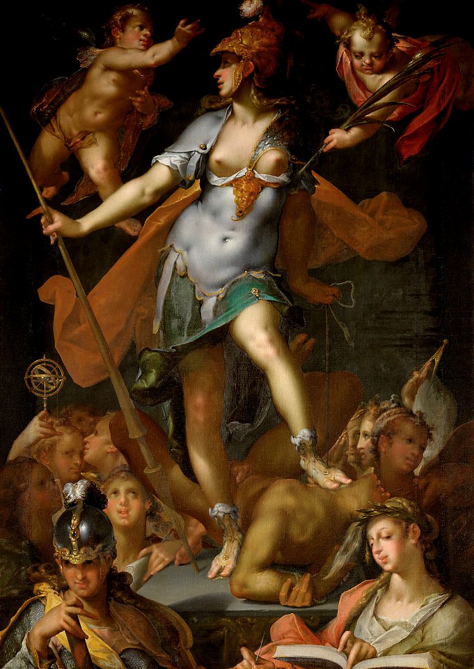 Bartholomäus Spranger, , Kunsthistorisches Museum Wien, Gemäldegalerie - Minerva als Siegerin über die Unwissenheit - GG 1133 - Kunsthistorisches Museum