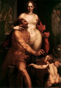 Bartholomeus Spranger - Venus and Vulcan - WGA21693. Free illustration for personal and commercial use.