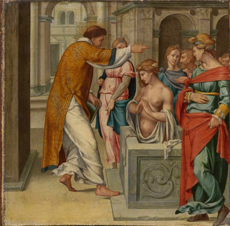 Bartholomäus Bruyn d. Ä. - Cyriakus-Folge, Der hl. Cyriakus tauft Arthemia - WAF 107 B - Bavarian State Painting Collections