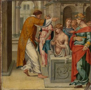 Bartholomäus Bruyn d. Ä. - Cyriakus-Folge, Der hl. Cyriakus tauft Arthemia - WAF 107 B - Bavarian State Painting Collections