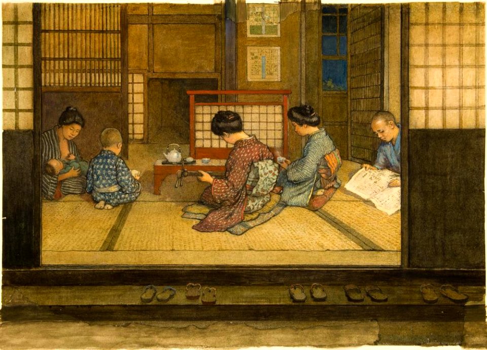 Interior of a Japanese House by Charles W. Bartlett, 1918, watercolor