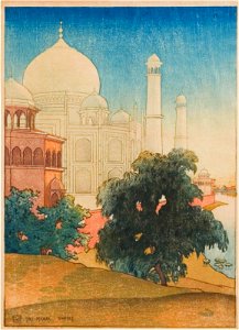 Taj Mahal, Sunset by Charles Bartlett, woodblock, 1920 (Alt.)