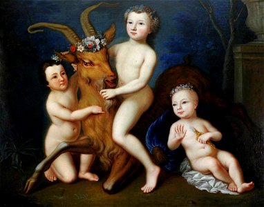 Barthélemy Guillibaud (1687-c.1742) - Three d'Hervart Children, as the Infant Bacchus and Attendants, with a Goat - 960081 - National Trust