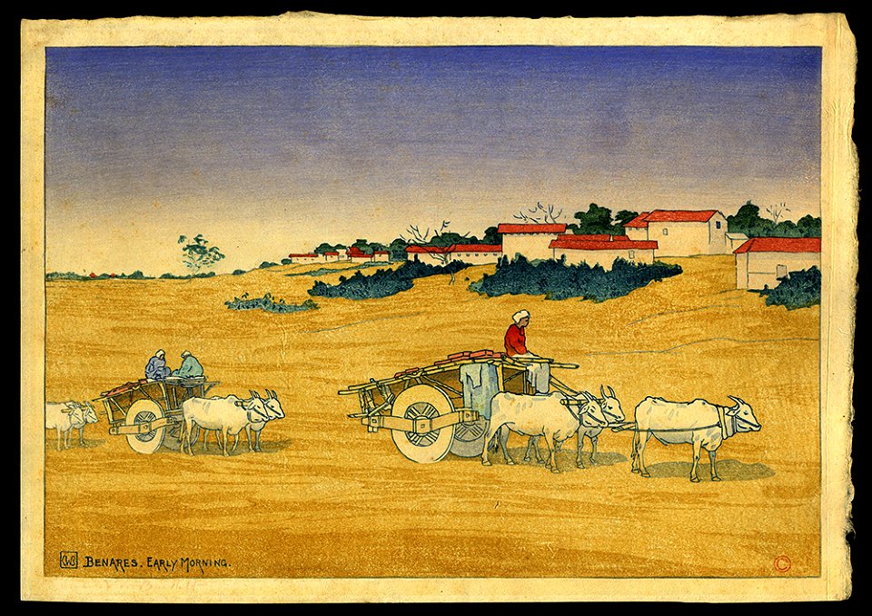 'Benaras, Early Morning' by Charles Bartlett, woodblock, 1919