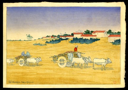 'Benaras, Early Morning' by Charles Bartlett, woodblock, 1919