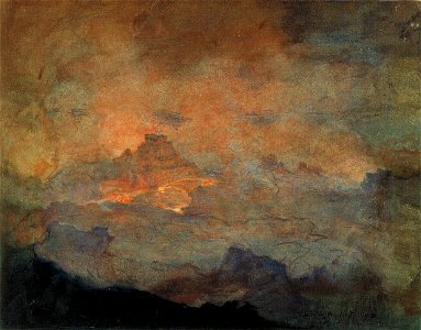 'Kilauea Crater', watercolor and pastel on paper by Charles W. Bartlett, 1918, Honolulu Academy of Arts. Free illustration for personal and commercial use.